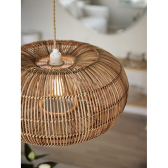 Lampa wisząca szklana kula kamienna beżowa detal